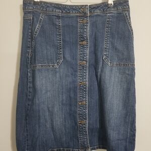Liz Claiborne Denim Button-Front Skirt With Pockets
